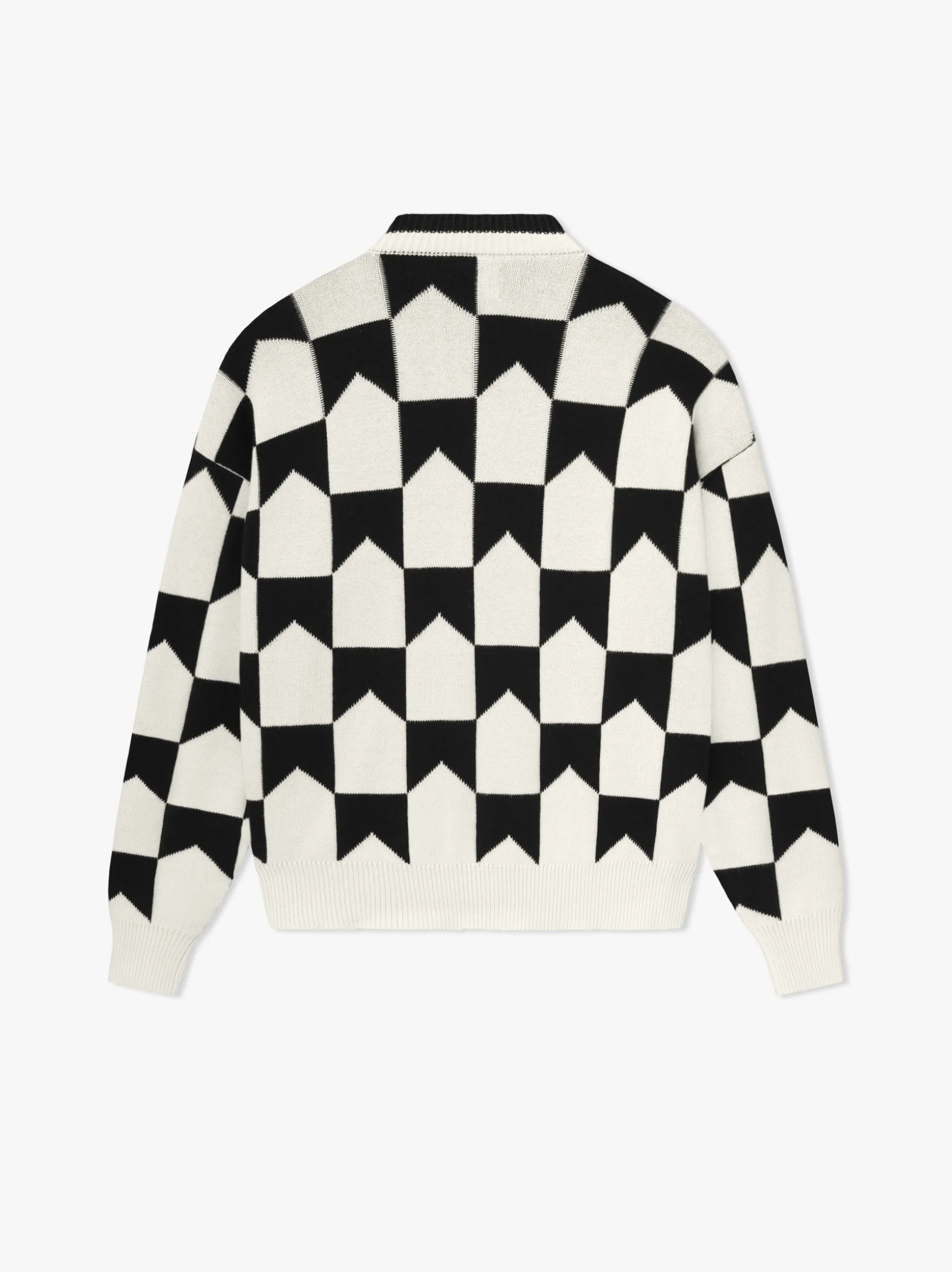CHEVRON CHECKERED KNIT CARDIGAN
