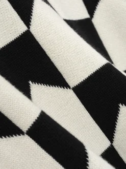 CHEVRON CHECKERED KNIT CARDIGAN
