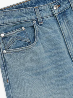 DROP CROTCH DENIM SHORTS