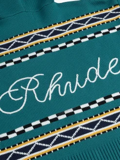 RHUDE BATEAU KNIT ZIP UP HOODIE