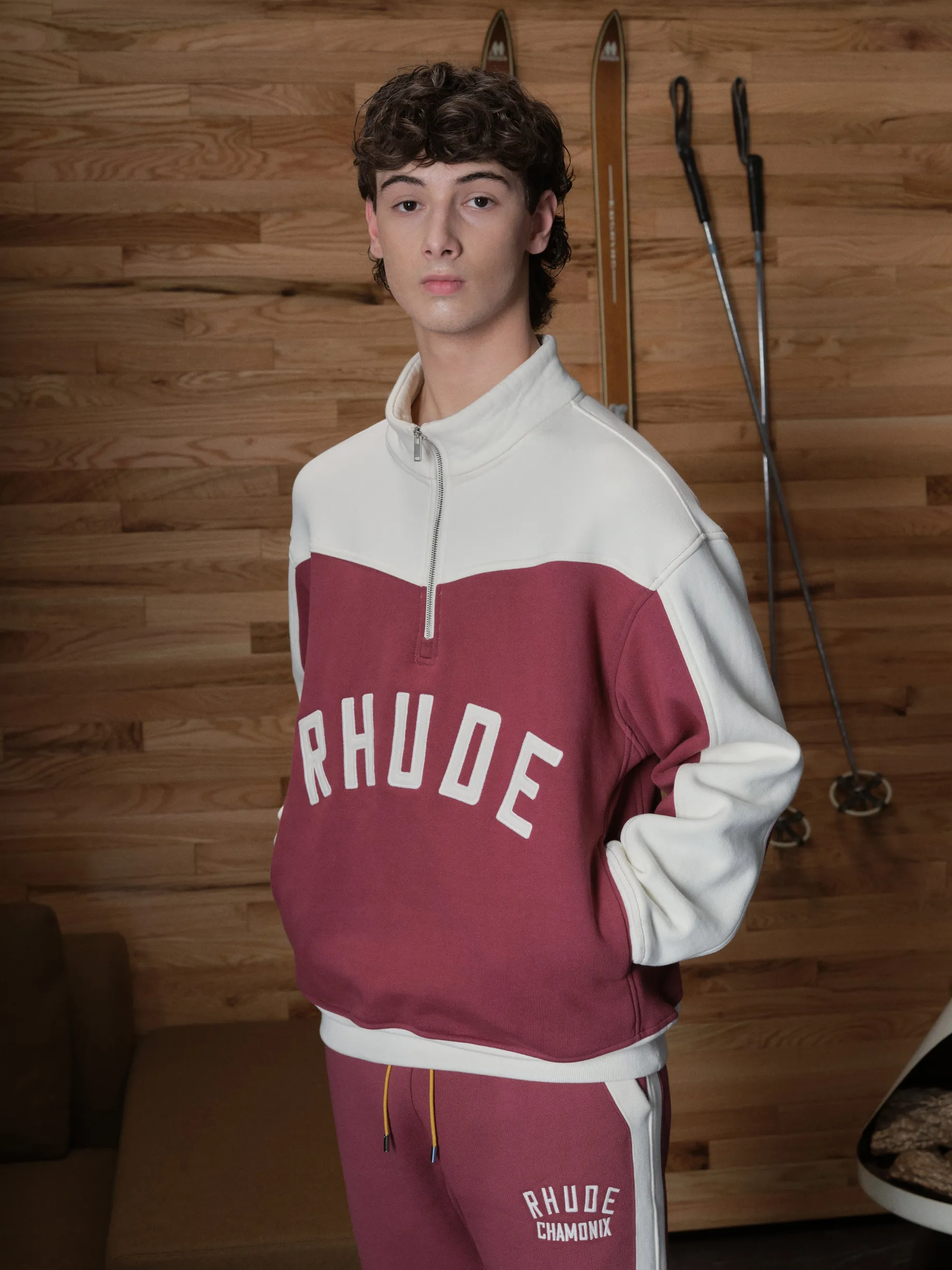 RHUDE CHAMONIX QUARTER-ZIP VARSITY