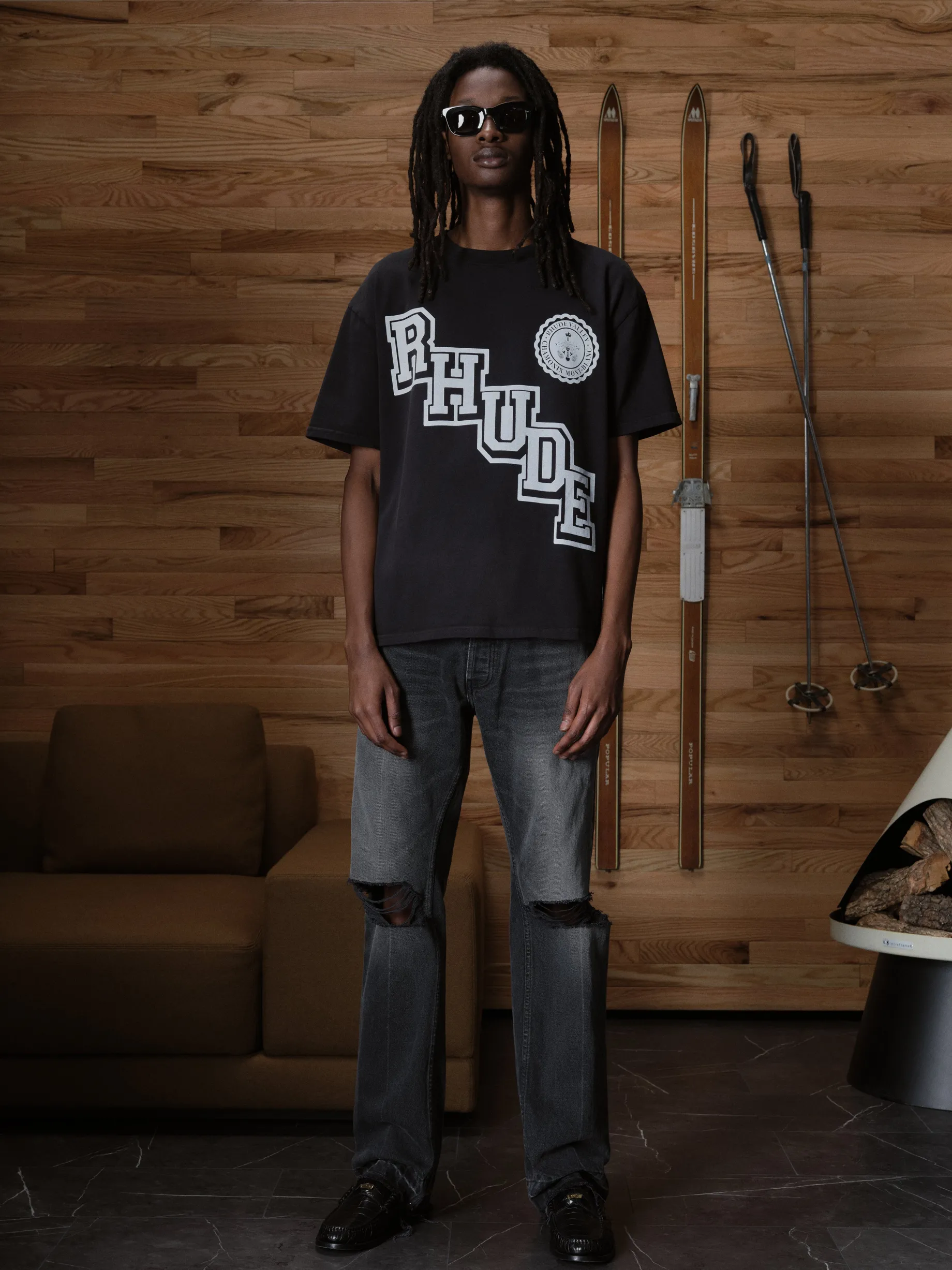 RHUDE COLLEGIATE CREST TEE