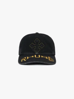 RHUDE CROSS DENIM 6-PANEL HAT