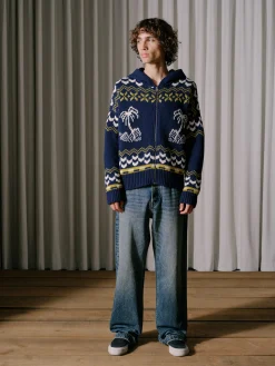 RHUDE PALMA KNIT ZIP-UP