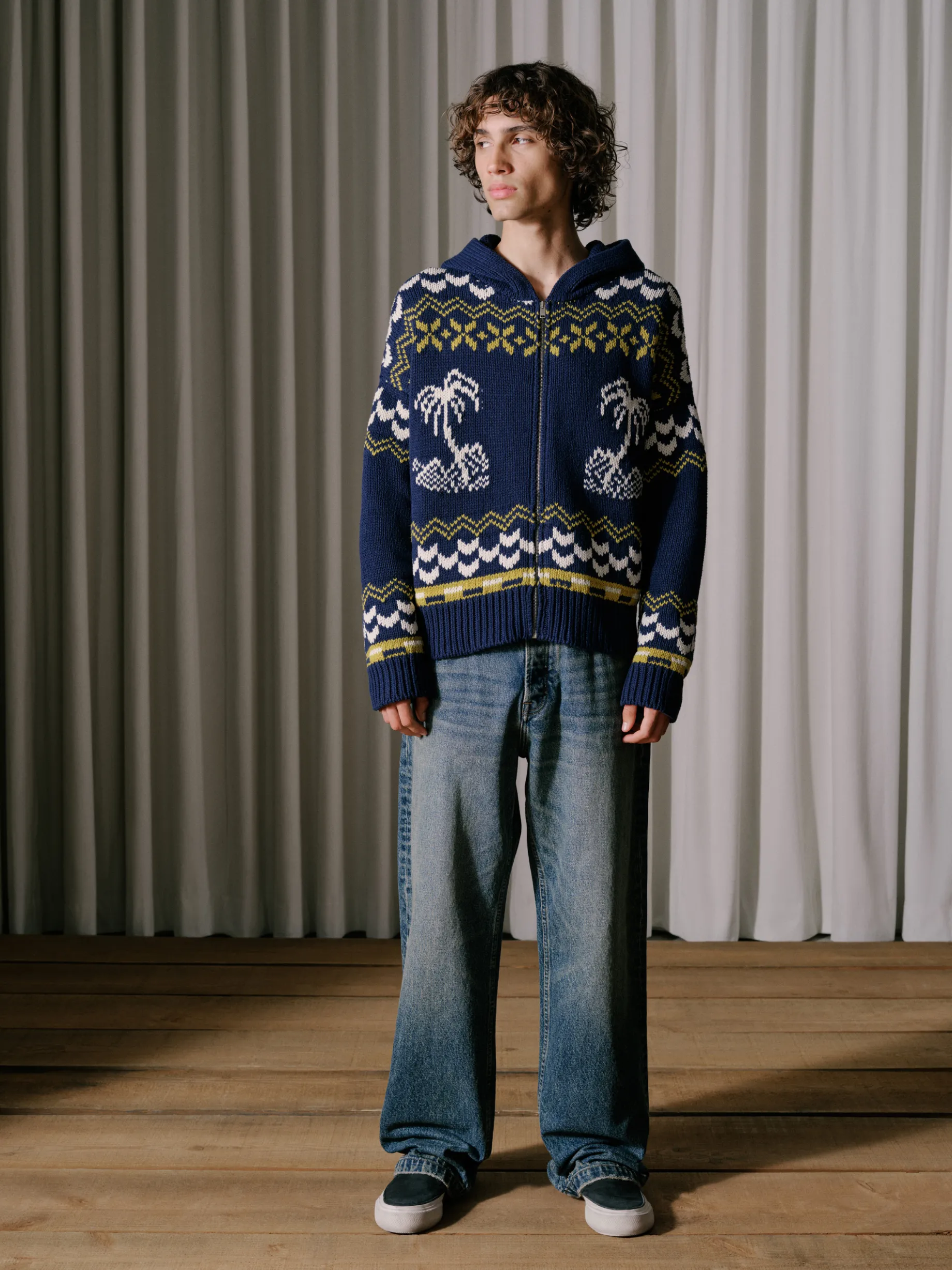 RHUDE PALMA KNIT ZIP-UP