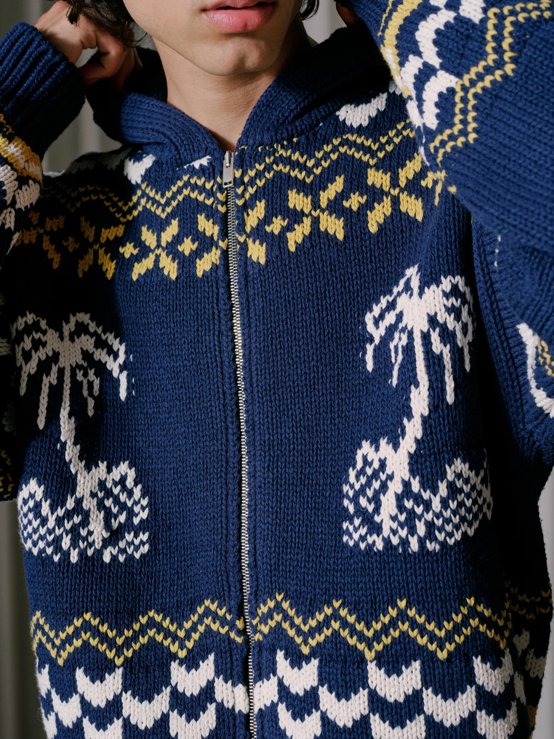 RHUDE PALMA KNIT ZIP-UP