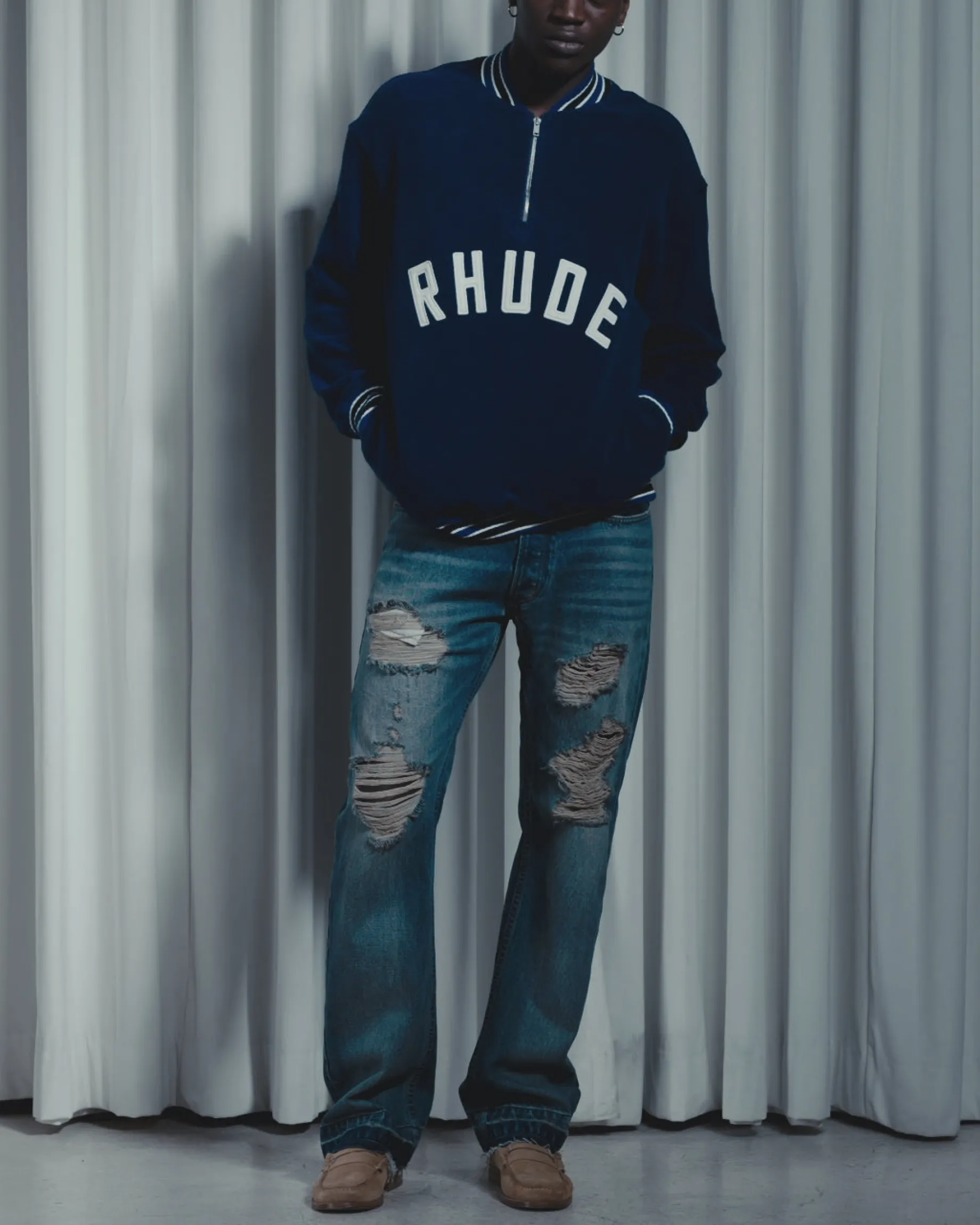 RHUDE QUARTER-ZIP VARSITY