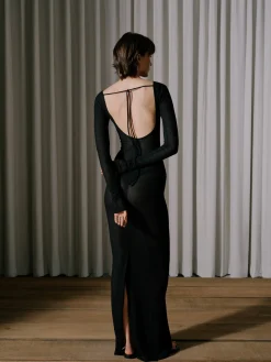 SHEER KNIT JERSEY DRESS