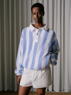 STRIPED LOOP TERRY POLO