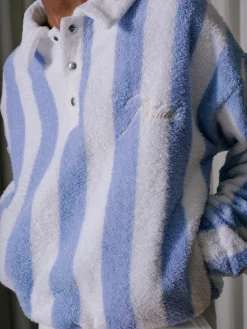 STRIPED LOOP TERRY POLO