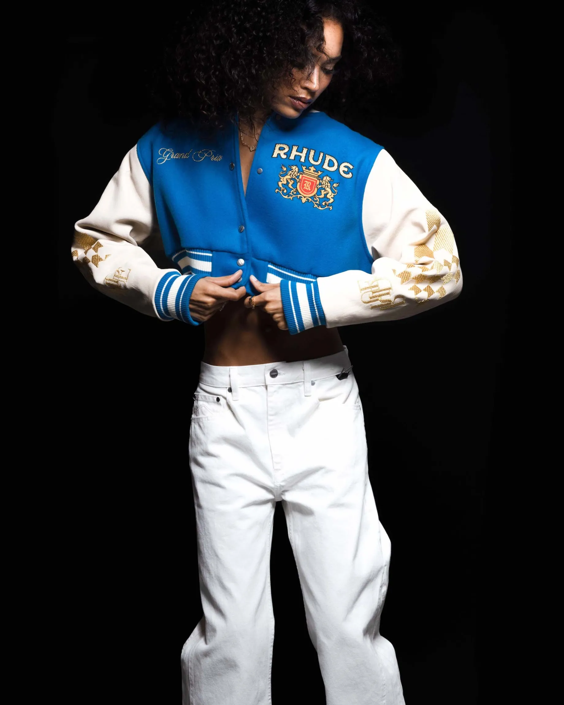 WOMENS F1 CROPPED VARSITY JACKET